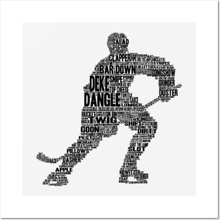 Hockey Player Word Slang Cloud Silhouette Posters and Art